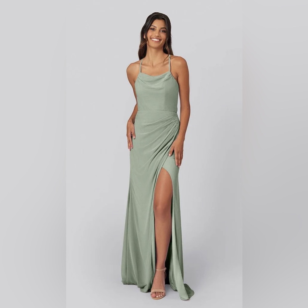 Kennedy blue light sage bridesmaid dress